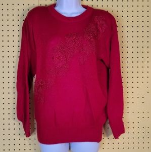 Beautifully Mine Red Sweatet Floral 80's Design